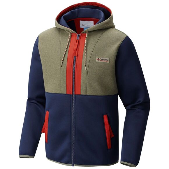 Columbia Men's CSC Originals Full Zip Hooded Colorblock Jacket Olive/Blue Large - Picture 1 of 9